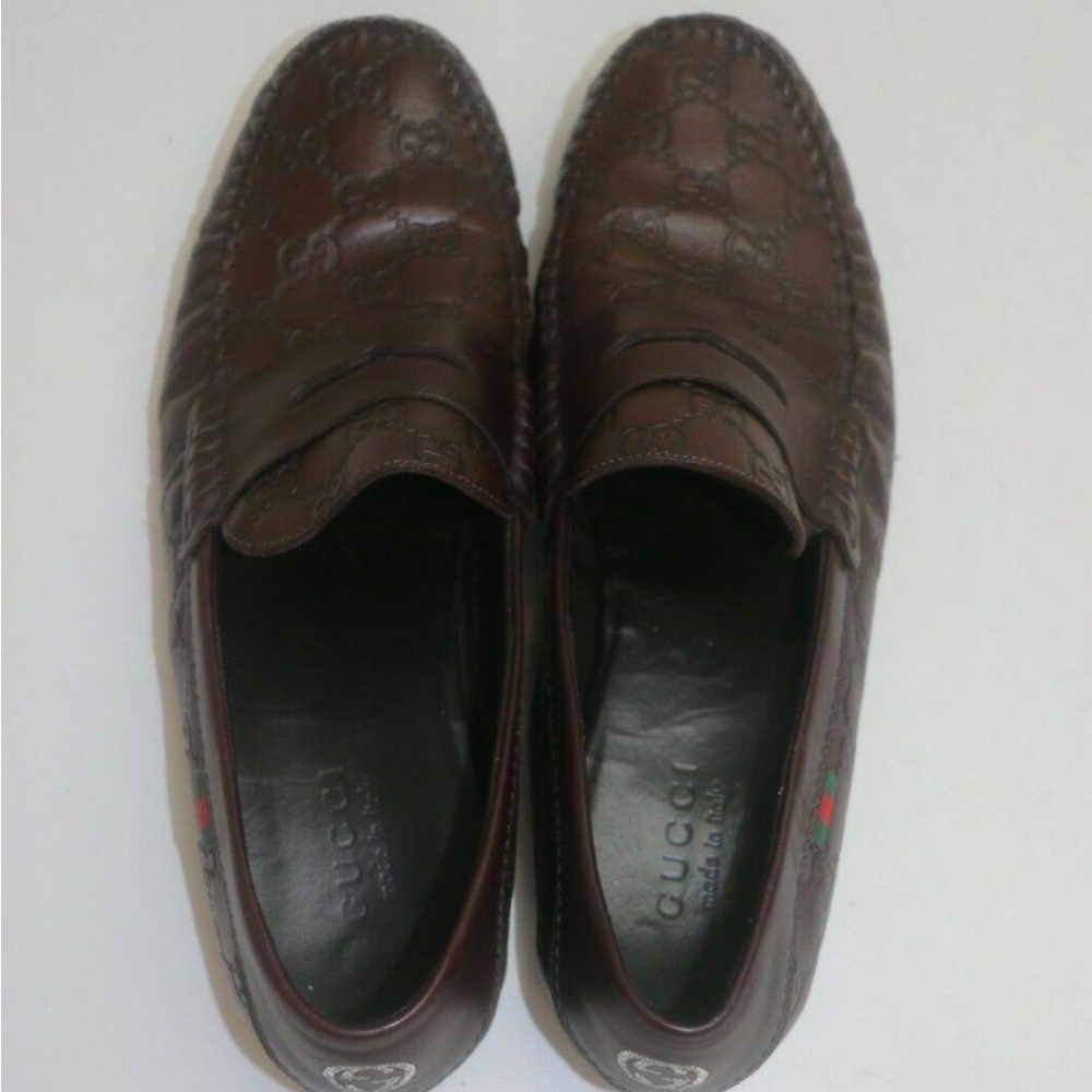 GG Gucci Supreme Leather Loafers Drivers Sz 9 G / 10 US Made In ITALY Flaws